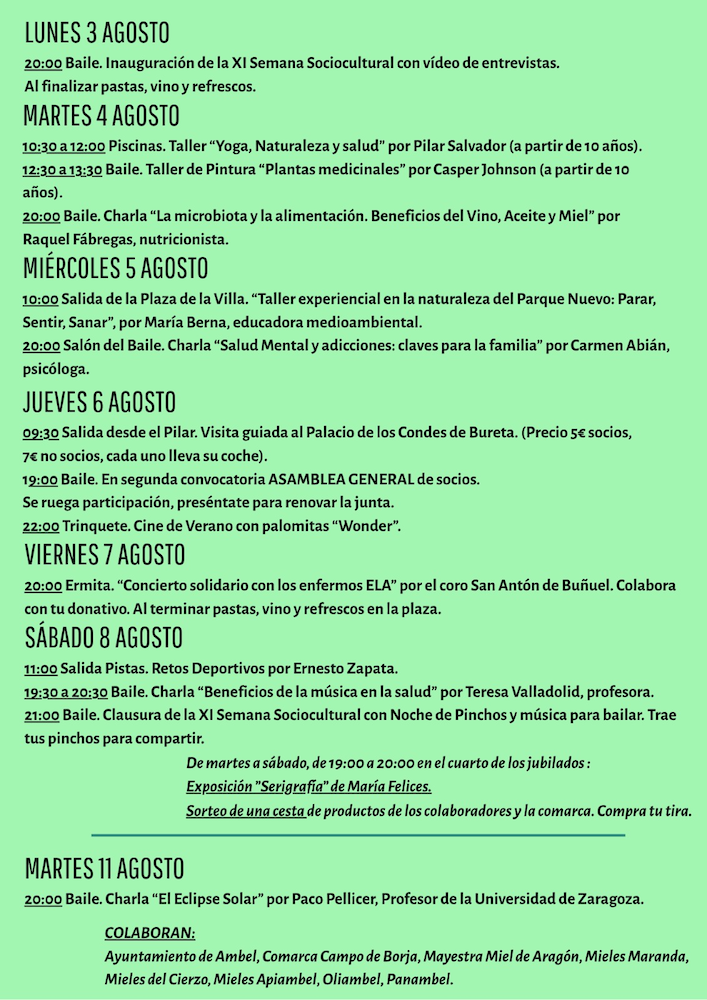 Programa de la XI Semana Socio-Cultural